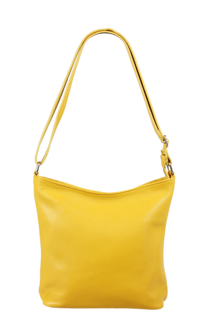 Žlutá italská kožená kabelka přes rameno Ebe Gialla
