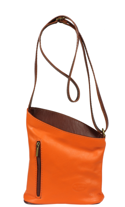 Malá kožená kabelka Angola Arancione Marrone