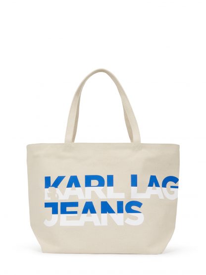 Nákupní taška Karl Lagerfeld béžová / modrá / bílá