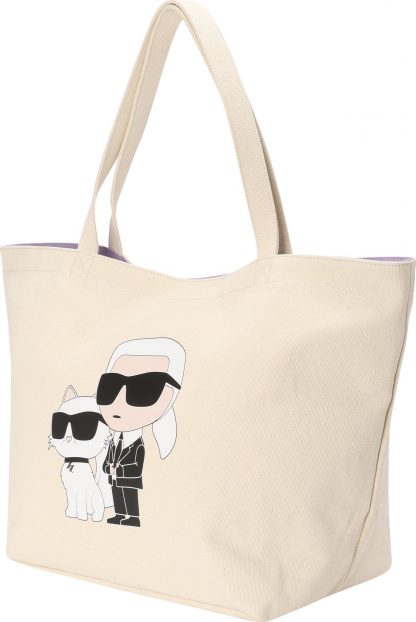 Nákupní taška Karl Lagerfeld černá / offwhite / barva bílé vlny