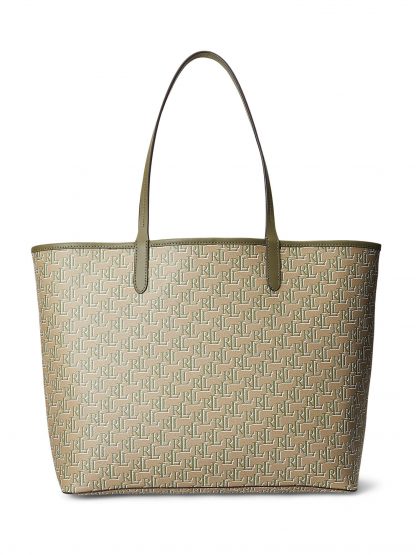 Nákupní taška 'Collins' Lauren Ralph Lauren velbloudí / tmavě zelená / bílá