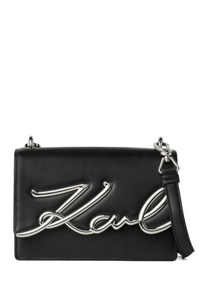 Taška přes rameno 'Signature' Karl Lagerfeld černá / stříbrná